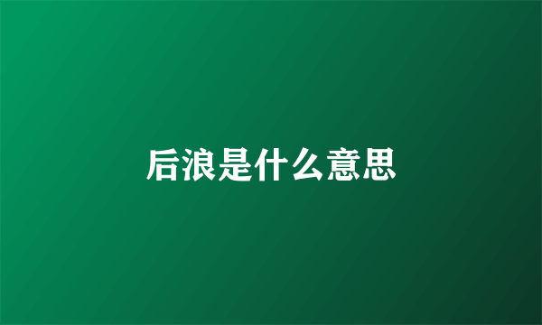 后浪是什么意思