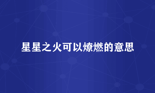 星星之火可以燎燃的意思