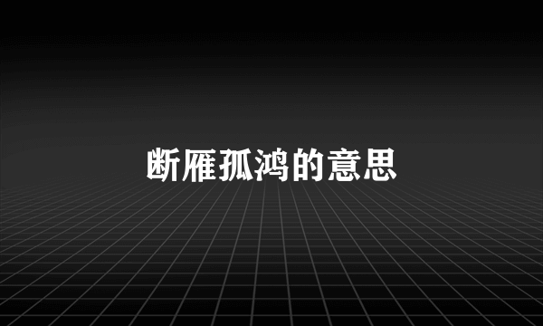 断雁孤鸿的意思