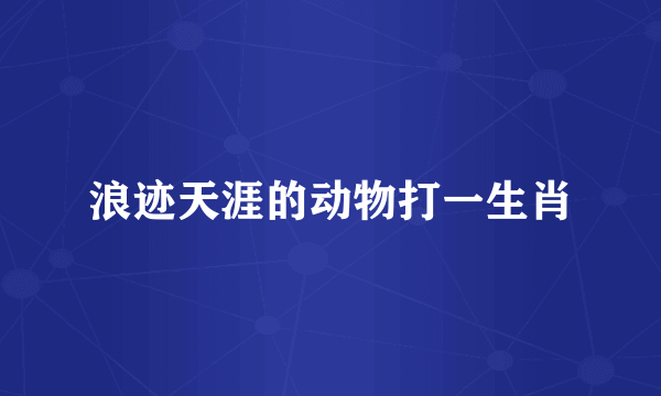 浪迹天涯的动物打一生肖