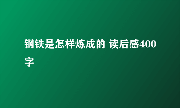 钢铁是怎样炼成的 读后感400字