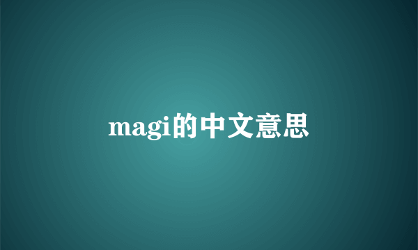 magi的中文意思