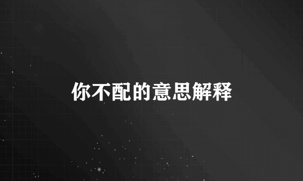 你不配的意思解释