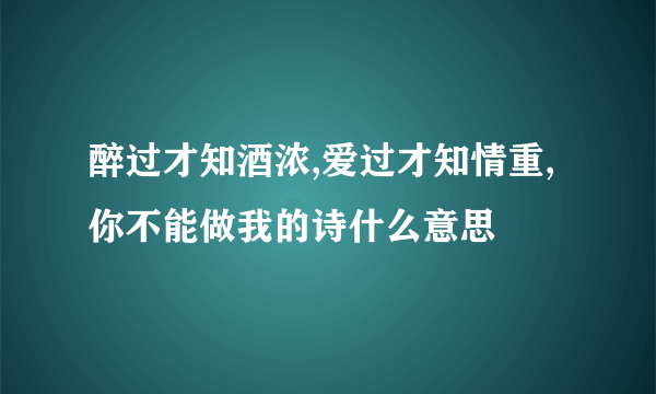 醉过才知酒浓,爱过才知情重,你不能做我的诗什么意思