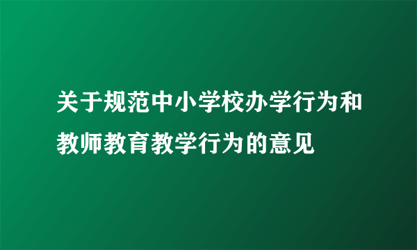 关于规范中小学校办学行为和教师教育教学行为的意见