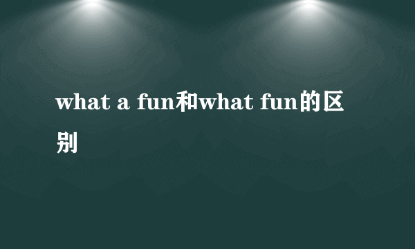 what a fun和what fun的区别