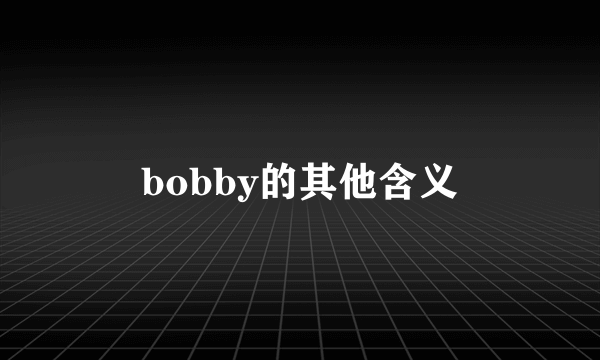 bobby的其他含义