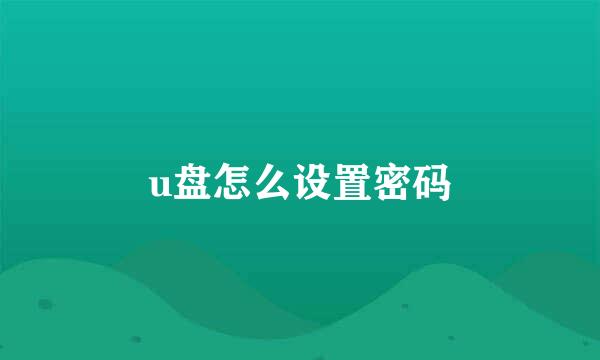 u盘怎么设置密码