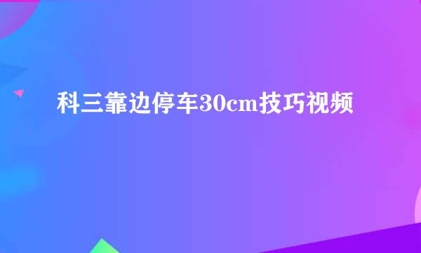 科三靠边停车30cm技巧视频