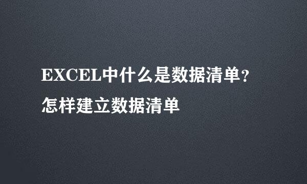 EXCEL中什么是数据清单？怎样建立数据清单