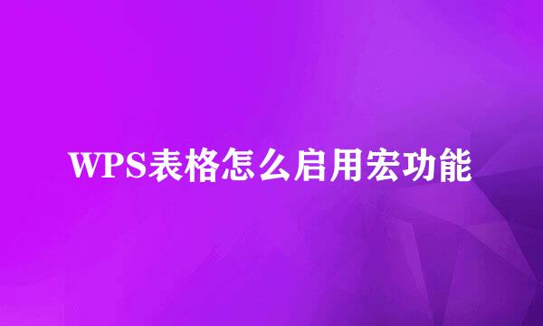 WPS表格怎么启用宏功能