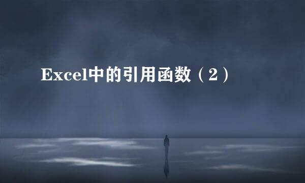 Excel中的引用函数（2）