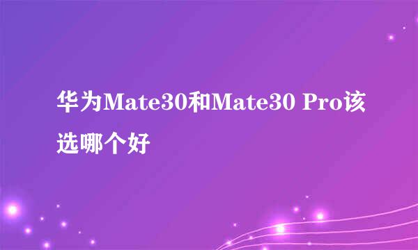 华为Mate30和Mate30 Pro该选哪个好