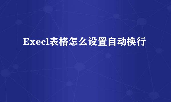 Execl表格怎么设置自动换行