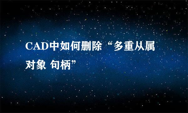 CAD中如何删除“多重从属对象 句柄”
