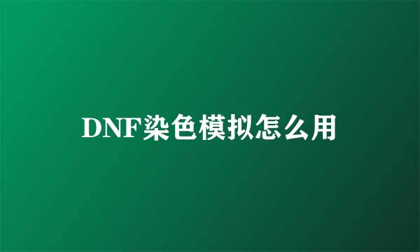 DNF染色模拟怎么用
