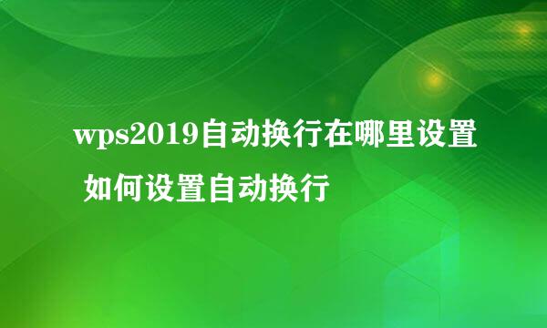 wps2019自动换行在哪里设置 如何设置自动换行