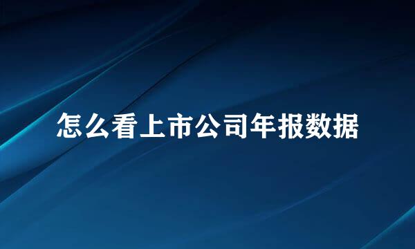 怎么看上市公司年报数据