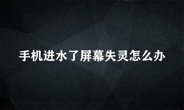 手机进水了屏幕失灵怎么办