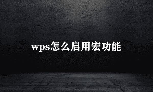 wps怎么启用宏功能
