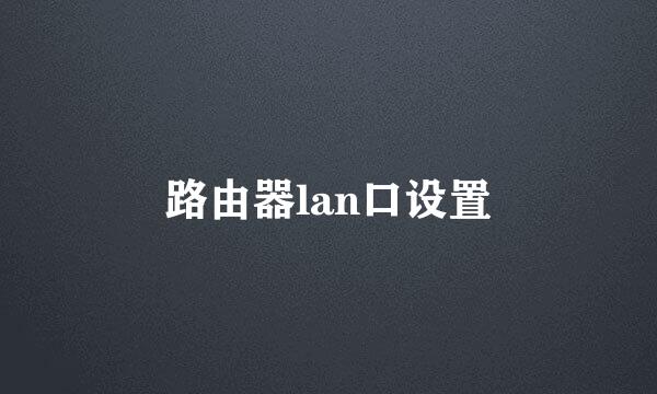 路由器lan口设置