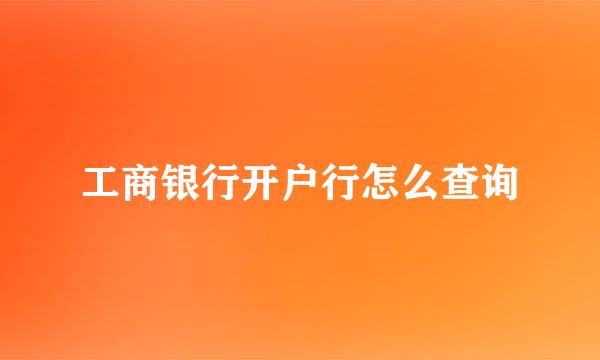 工商银行开户行怎么查询