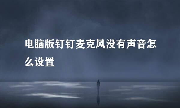 电脑版钉钉麦克风没有声音怎么设置