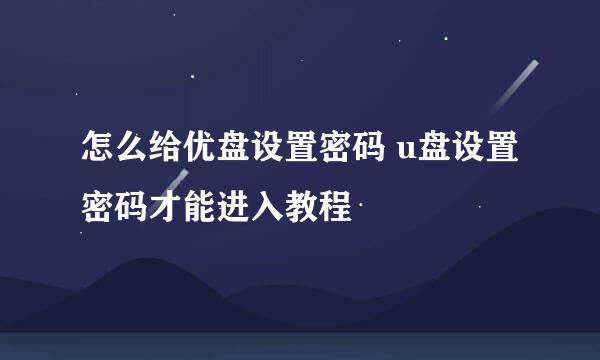 怎么给优盘设置密码 u盘设置密码才能进入教程