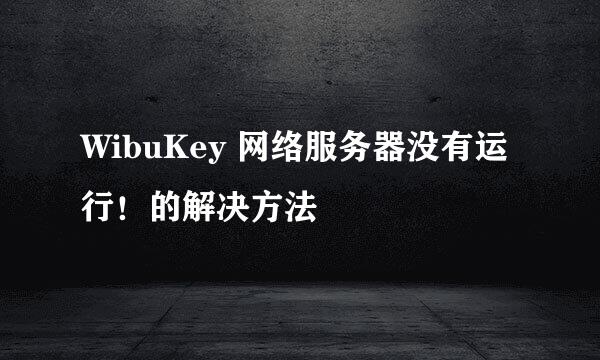 WibuKey 网络服务器没有运行！的解决方法
