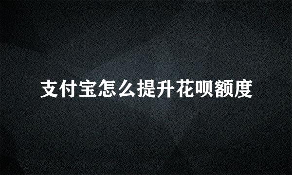 支付宝怎么提升花呗额度