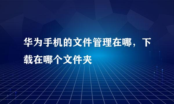 华为手机的文件管理在哪，下载在哪个文件夹