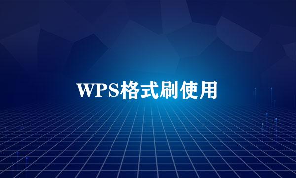 WPS格式刷使用