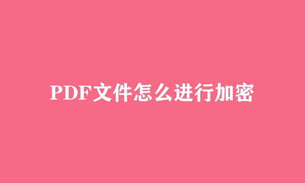 PDF文件怎么进行加密