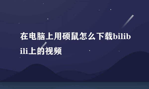 在电脑上用硕鼠怎么下载bilibili上的视频