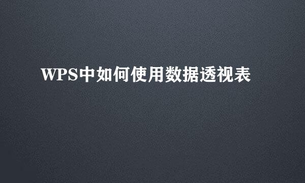 WPS中如何使用数据透视表