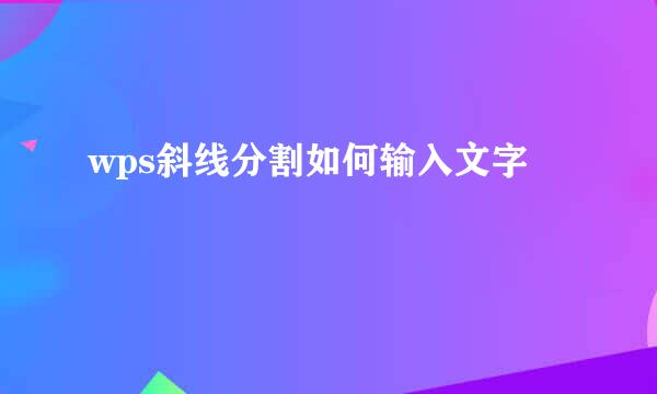 wps斜线分割如何输入文字