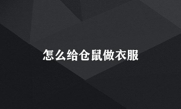 怎么给仓鼠做衣服