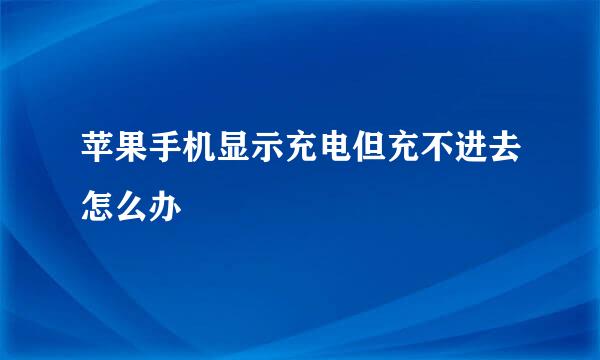 苹果手机显示充电但充不进去怎么办