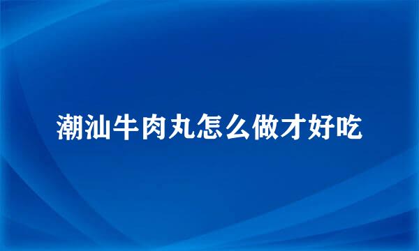 潮汕牛肉丸怎么做才好吃