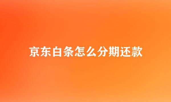 京东白条怎么分期还款