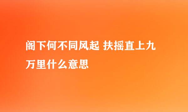 阁下何不同风起 扶摇直上九万里什么意思