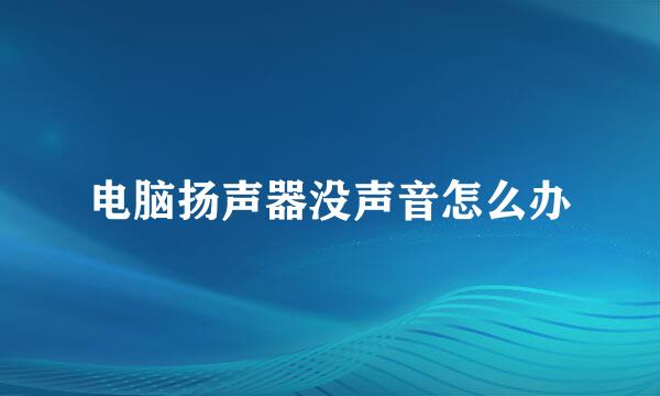 电脑扬声器没声音怎么办