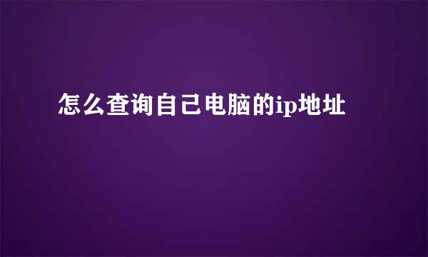 怎么查询自己电脑的ip地址
