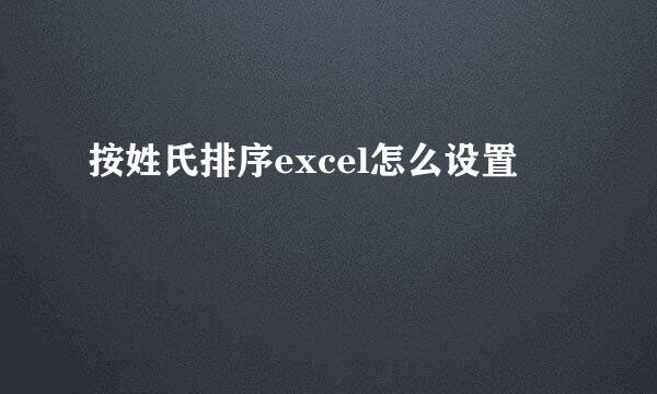 按姓氏排序excel怎么设置