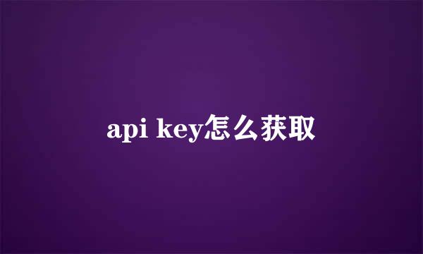 api key怎么获取