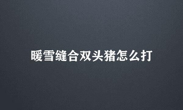 暖雪缝合双头猪怎么打