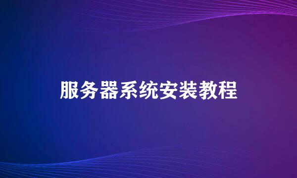 服务器系统安装教程