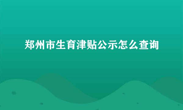 郑州市生育津贴公示怎么查询