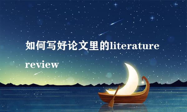 如何写好论文里的literature review