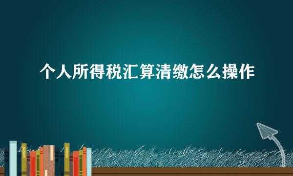 个人所得税汇算清缴怎么操作